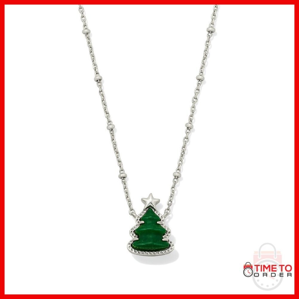 Rhodium-Plated Brass Pendant Necklace With Quartz Stone, Lobster Clasp